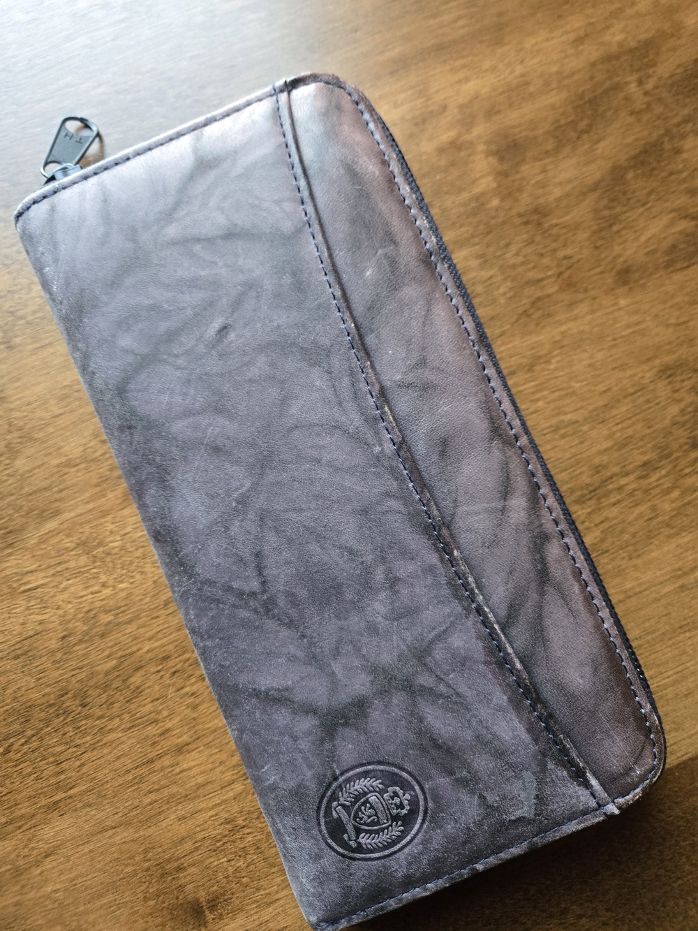Leather Zip Wallet - Deep Plum Color